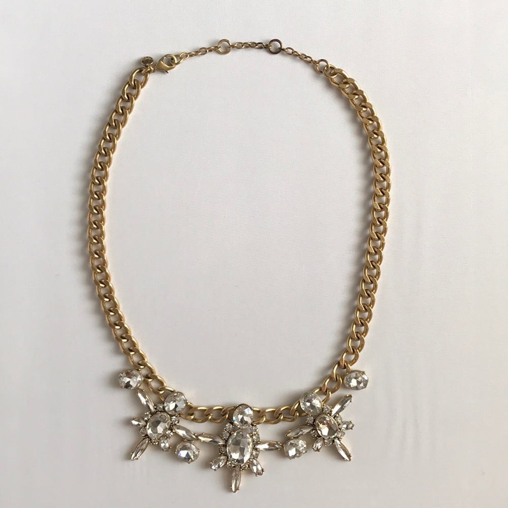 J. Crew Crystal and Gold Statement Necklace